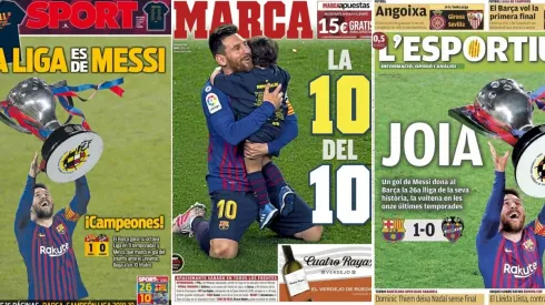 Messi protagonizó las portadas de la prensa deportiva española
