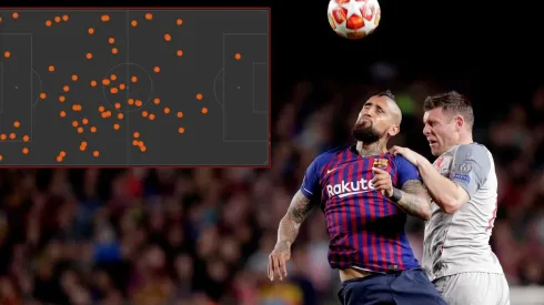 Vidal le ganó dos de tres duelos aéreos a los grandotes del Liverpool
