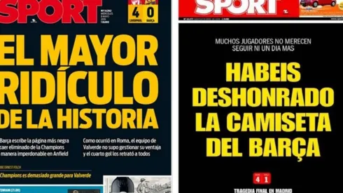 El diario Sport escribió con un cuchillo después de la derrota en Anfield
