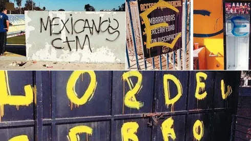 Parte de los rayados que cubrieron en sector de galería en Sausalito
