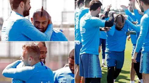 Vidal cumplió 32 años y celebró por primera vez con el Barcelona
