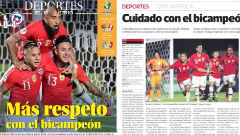 El Mercurio y La Tercera titularon con el bicampeón Chile
