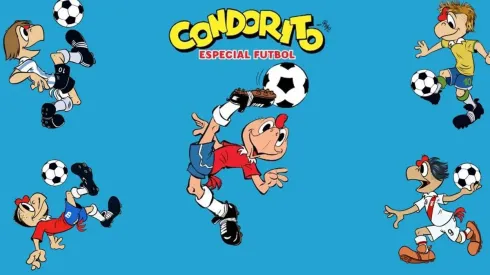 Condorito cumple 70 años, varios jugando a la pelota.
