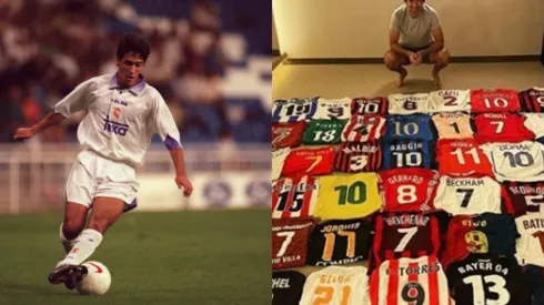Raúl muestra sus camisetas
