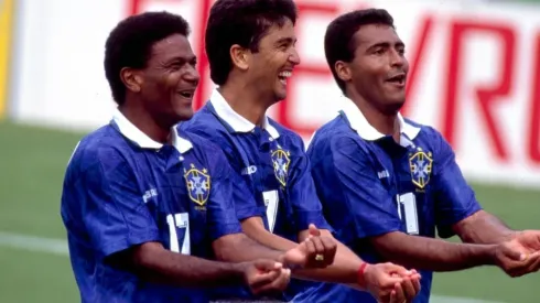 Bebeto, Romário y Mazinho en el célebre festejo durante en el Mundial de EE.UU. 94.
