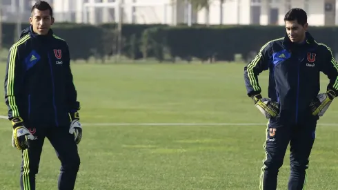 Luis Marín y Johnny Herrera en un entrenamiento de Universidad de Chile en 2013
