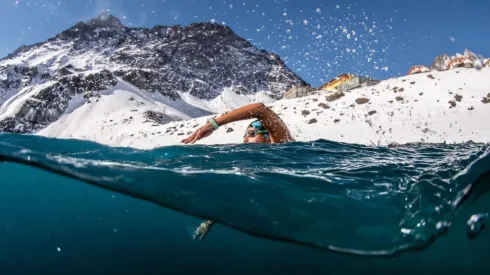 Bárbara Hernández en la Laguna del Inca
