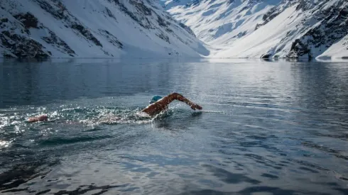 Bárbara Hernández en la Laguna del Inca

