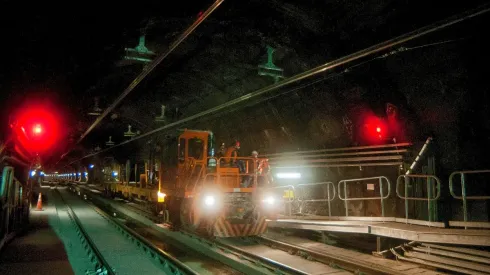 Obras del Metro de Santiago.
