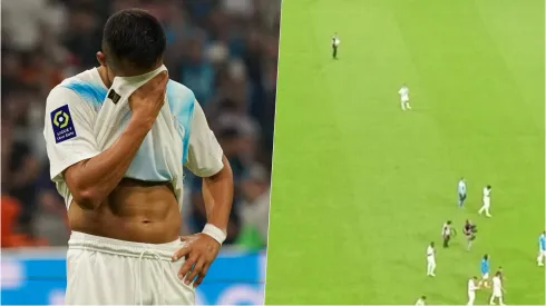 Alexis Sánchez dijo adiós al Vélodrome muy molesto y los hinchas del Olympique de Marsella intentaron levantarle el ánimo. Foto: IMAGO.
