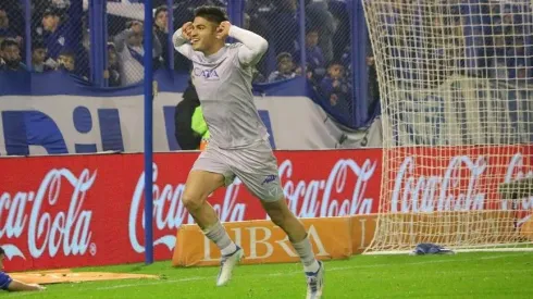 El festejo de Thomas Galdames en el empate de Godoy Cruz frente a Vélez Sarsfield. 
