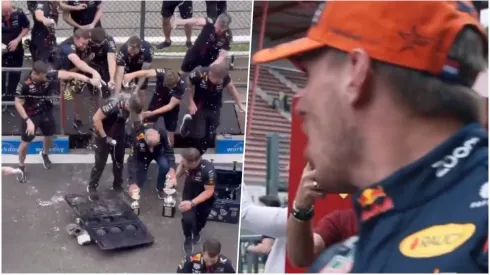 Max Verstappen y su reacción al momento de ver su trofeo roto
