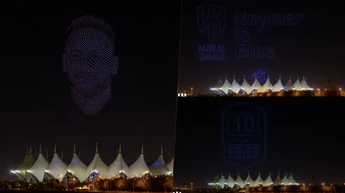 El cielo saudí se llenó de drones en honor a Neymar.
