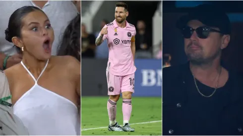 Selena Gómez y Leonardo Di Caprio entre las figuras que vieron en cancha a Messi.
