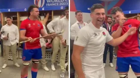 El capitán Martín Singren le regala a los ingleses el instrumento mapuche en señal de deportividad.
