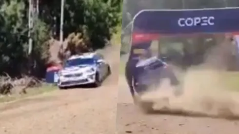 Mario Parra y Matías Leiva volcaron su vehículo cuando iban llegando a la meta en el WRC Chile.

