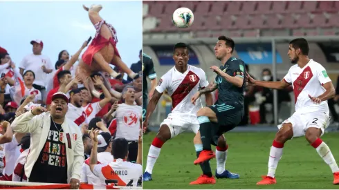 Hinchas de Perú se dan vuelta y apoyan a Messi y Argentina.
