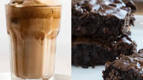 Receta de café helado y brownie de chocolate paso a paso.
