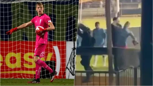 Vicente Bernedo lanzó una botella a los hinchas de la U tras el Clásico Universitario.
