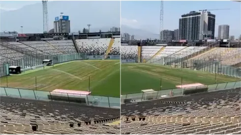 La cancha del Estadio Monumental de cara a la presentación de Arturo Vidal.
