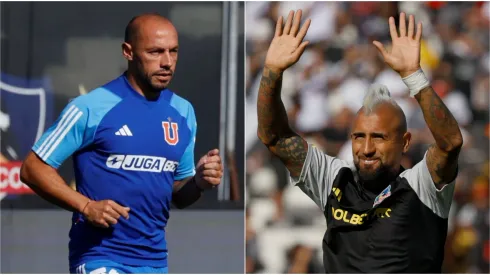 Distante saludo entre Arturo Vidal y Marcelo Díaz previo al Superclásico.
