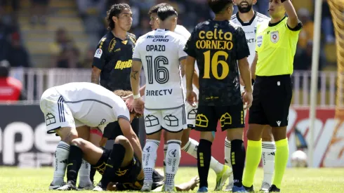 Maximiliano Falcón mostró preocupación por Dixon Pereira tras provocarle una grave lesión. 
