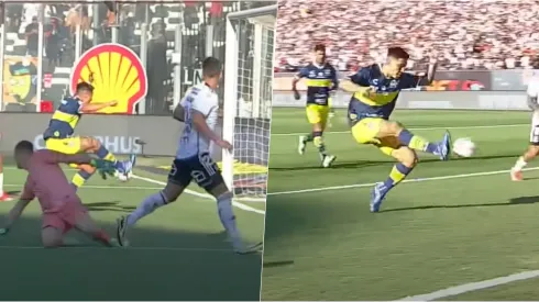 El gol de la polémica en el Estadio Monumental.
