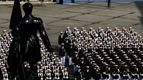 Valparaiso, 21 de mayo de 2024.<br />
Se realiza en la plaza Sotomayor el desfile de la Armada con motivo del 145° aniversario del Combate Naval de Iquique y Punta Gruesa, Dia de las Glorias Navales.<br />
Andres Pina/Aton Chile
