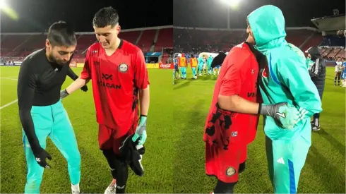 El portero titular de Universidad de Chile reconoció a Denylson Arriagada de tiempos pasados y le dejó un regalo. 
