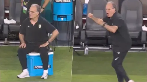 Marcelo Bielsa celebró con todo el triunfo de Uruguay
