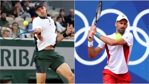 Nicolás Jarry y Novak Djokovic entrenaron previo a debutar en París 2024.
