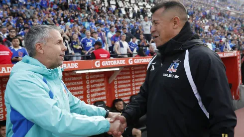 Jorge Almirón y Gustavo Álvarez en la previa del Superclásico 196.
