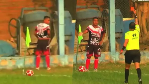El jugador vio la roja por orinar en la calle.
