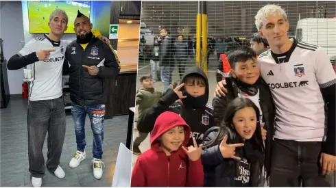 El tiktoker español Jonata se fotografió con Vidal y recibió cariño de hinchas de Colo Colo.
