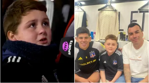 Niño viral pudo visitar el camarín de Colo Colo.
