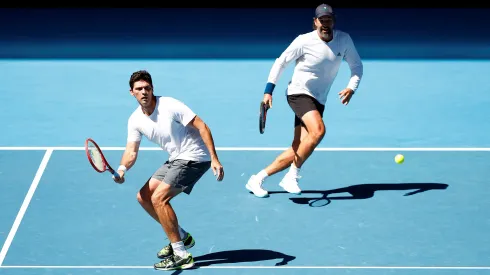 Mark Philippoussis y Patrick Rafter, leyendas del tenis en Australia.
