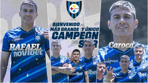 Caroca se pone la camiseta de Huachipato.
