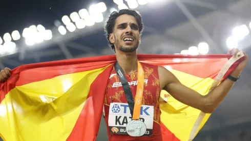 El medallista de plata, Mohamed Katir, tras competir en la final masculina de 5.000 metros del Campeonato Mundial de Atletismo Budapest 2023.
