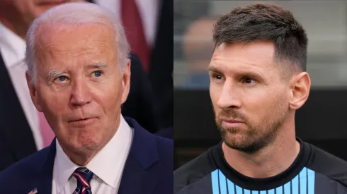 Joe Biden y Lionel Messi
