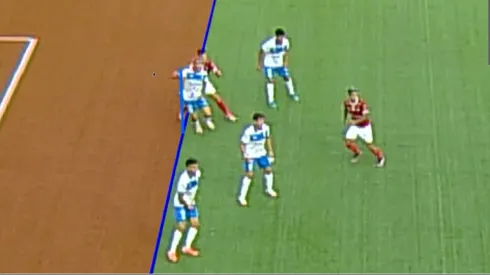 El momento donde el VAR anuló el gol de Steffan Pino ante Católica.
