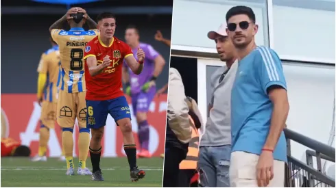 Dos azules llegaron a apoyar a Everton contra UE, pero no les fue bien.
