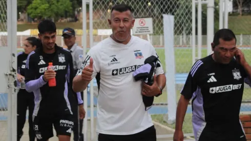 Jorge Almirón en el entrenamiento de Colo Colo en la Universidad Industrial de Santander, Bucaramanga.
