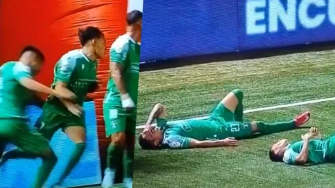Dos jugadores de Audax chocaron tras un pase de Valencia.
