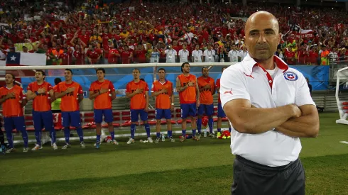 Futbol, Chile v Australia.<br />
Mundial de futbol Brasil 2014.<br />
El entrenador de la seleccion chilena Jorge Sampaoli mira a sus jugadores durante el partido del grupo B del mundial de futbol de Brasil 2014 contra Australia disputado en el estadio Arena Pantanal de Cuiaba, Brasil.<br />
13/06/2014<br />
Marcelo Hernandez/Photosport*********
Football, Chile v Australia.<br />
2014 FIFA World Cup Brazil.<br />
Chile's head coach Jorge Sampaoli looks during the 2014 FIFA World Cup Brazil Group B against Australia held at the Arena Pantanal stadium in Cuiaba, Brazil.<br />
13/06/2014<br />
Marcelo Hernandez/Photosport
