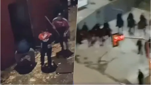 Mientras la barra de Independiente buscaba armas para atacar a la U, la Policía se hace la lesa.
