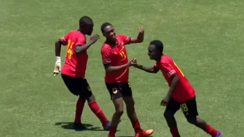 Eliseu celebra golo de Angola na Taça Cosafa sub-17. Foto: Reprodução/CAF TV
