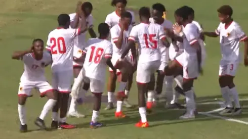 Palanquinhas celebram golo ante Moçambique. Foto: Reprodução/CAF TV
