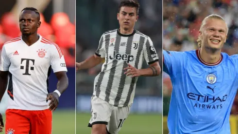 Justin Casterline/Getty Images; Emilio Andreoli/Getty Images; Tim Nwachukwu/Getty Images – Haaland, Mané, Dybala
