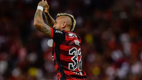 Vidal marca seu primeiro gol pelo Flamengo (Foto: Marcelo Cortes / Flamengo)
