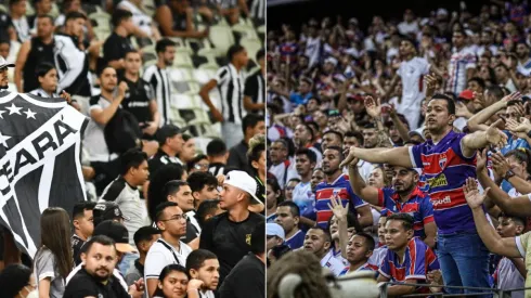 Foto: Lucas Emanuel/AGIF; Foto: Kely Pereira/AGIF – Torcida do Ceará e do Fortaleza
